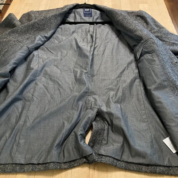 GAP Mens Vintage Y2K Herringbone 2 Button Wool Blazer Size Large Gray AN EXC - Picture 11 of 12